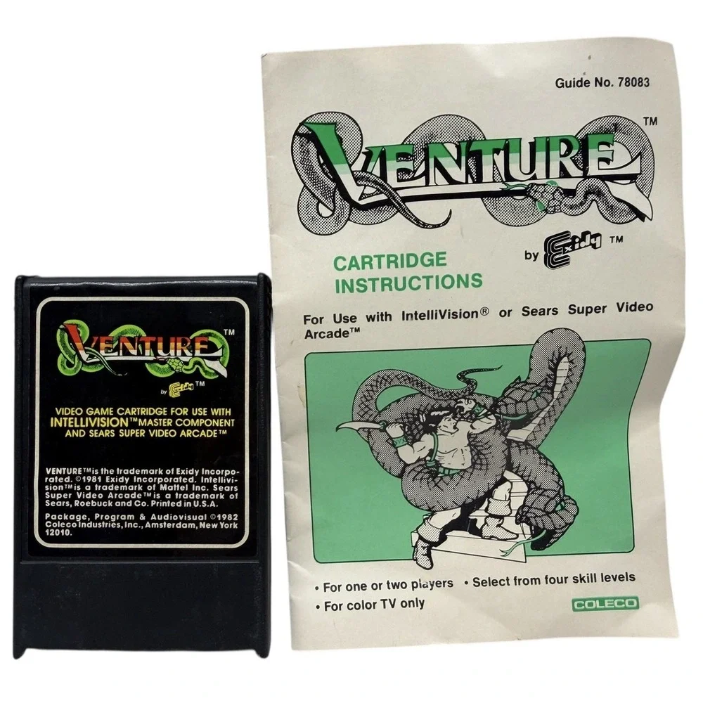 Venture Intellivision‎ Video Game Cartridge Instructions Manuel 1982 Coleco 80's